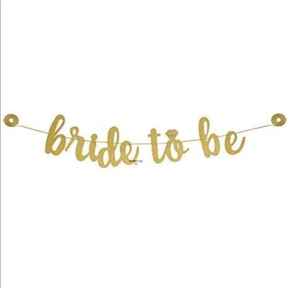 Bride to Be Gold Glitter Banner Diamond Ring Bachelorette Bridal Shower